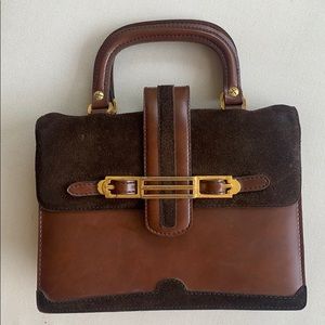 A vintage genuine brown leather/suede handbag